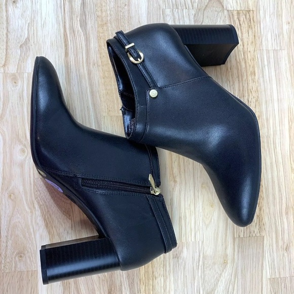 Vince Camuto COORIN Ankle Booties Chunky 3.5" Heels Black Gold Womens Size 8.5 M - Picture 4 of 11